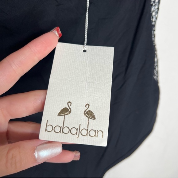 Babajaan NAOMI SWIMSUIT FISH NET CUT SIDE BLACK METALLIC NWT - Picture 7 of 10